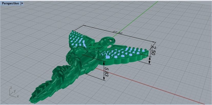 Snake and Wing Pendant 617 3D print model_6