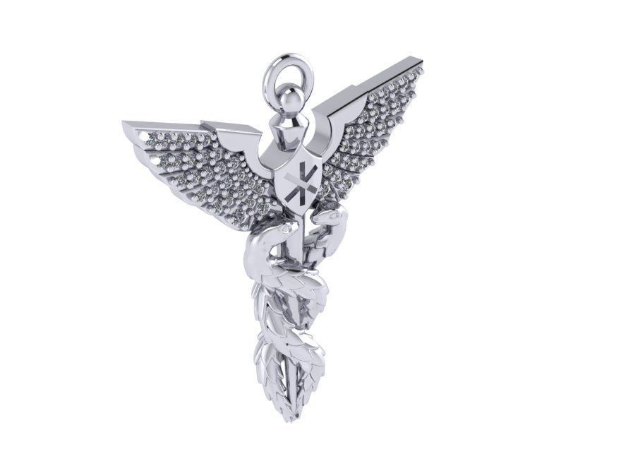 Snake and Wing Pendant 617 3D print model_1