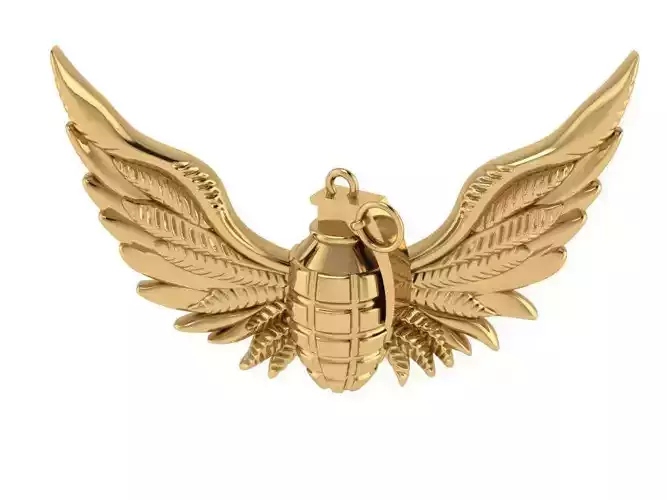 Angel Wing and Grenade Pendant 619 3D print model