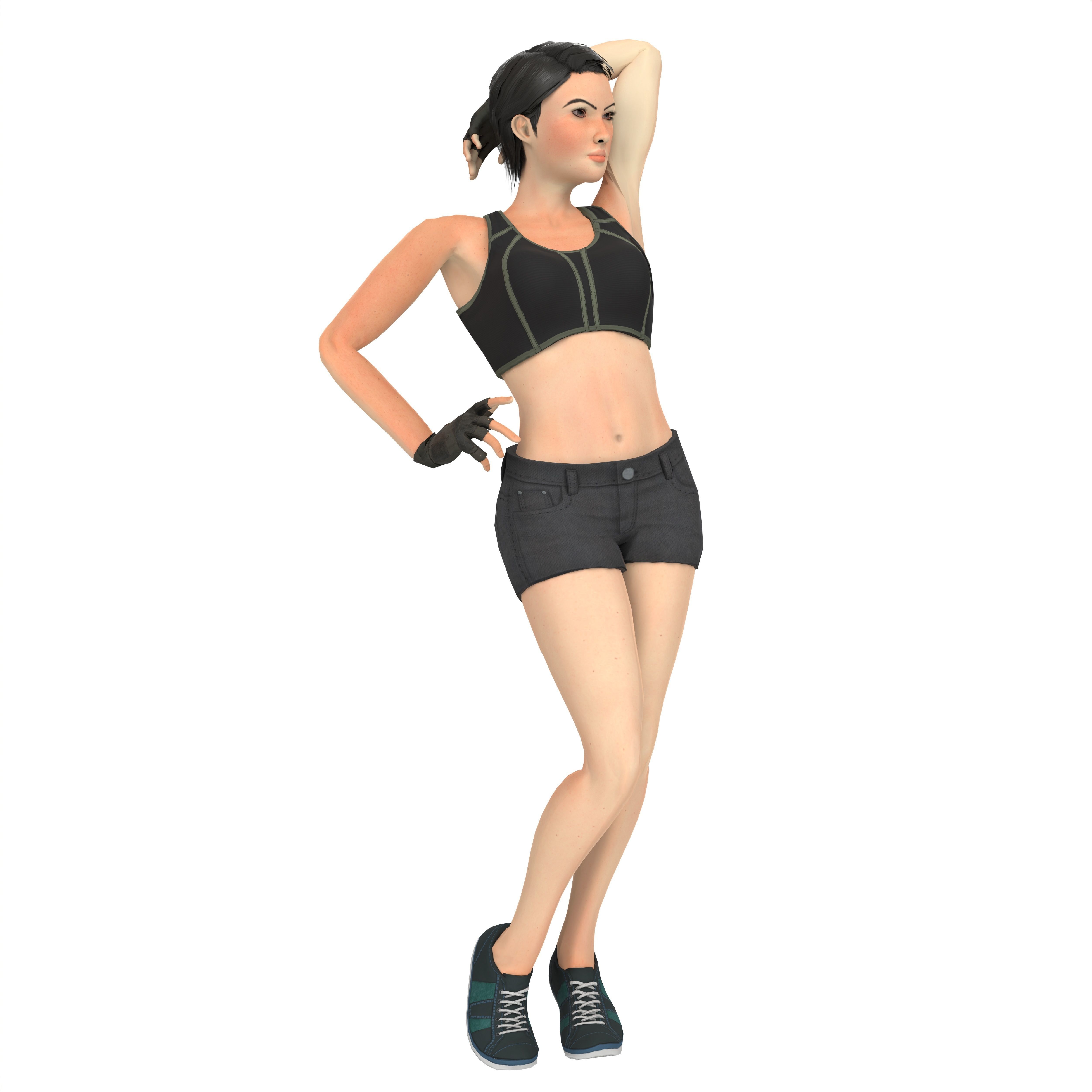Liany Woman Character Low-poly 3D model_10