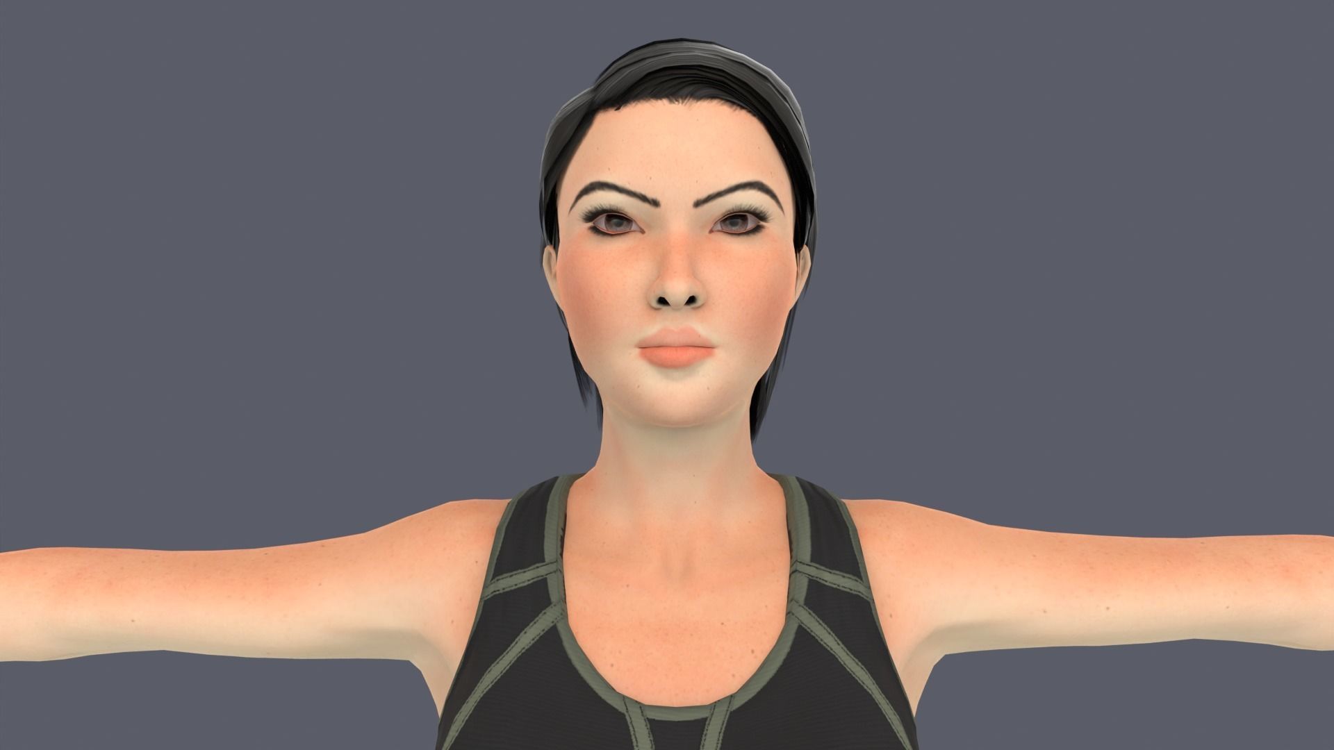 Liany Woman Character Low-poly 3D model_4