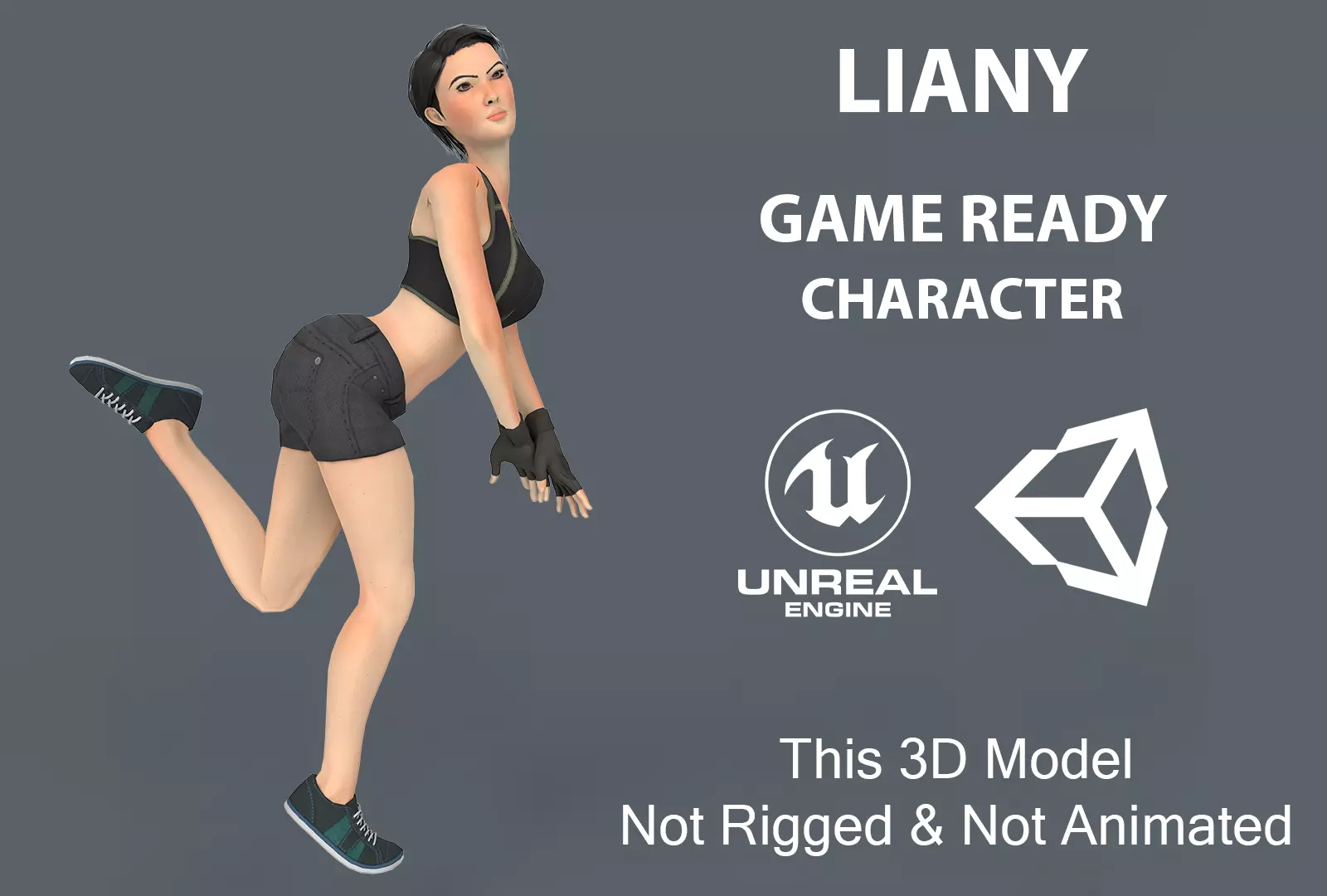 Liany Woman Character Low-poly 3D model_0
