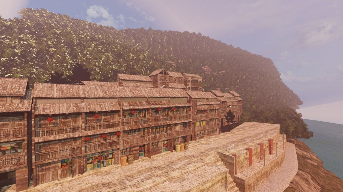 Chinese Vintage Scene with River 3D model_10