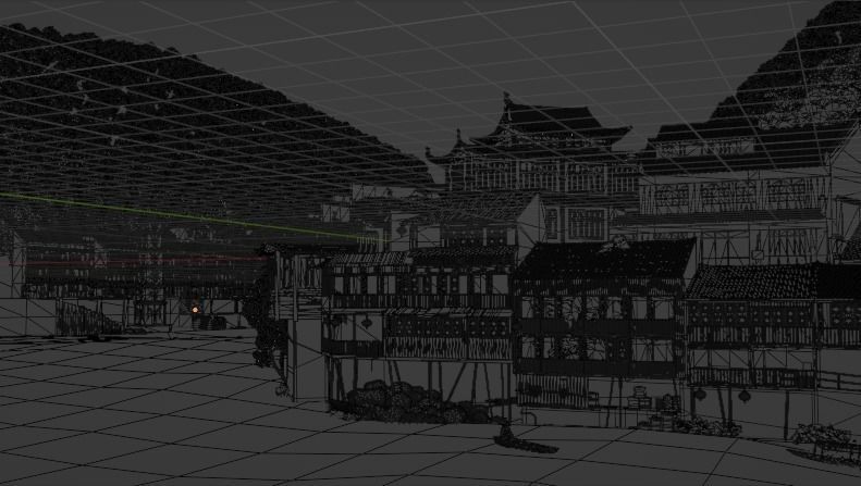 Chinese Vintage Scene with River 3D model_14