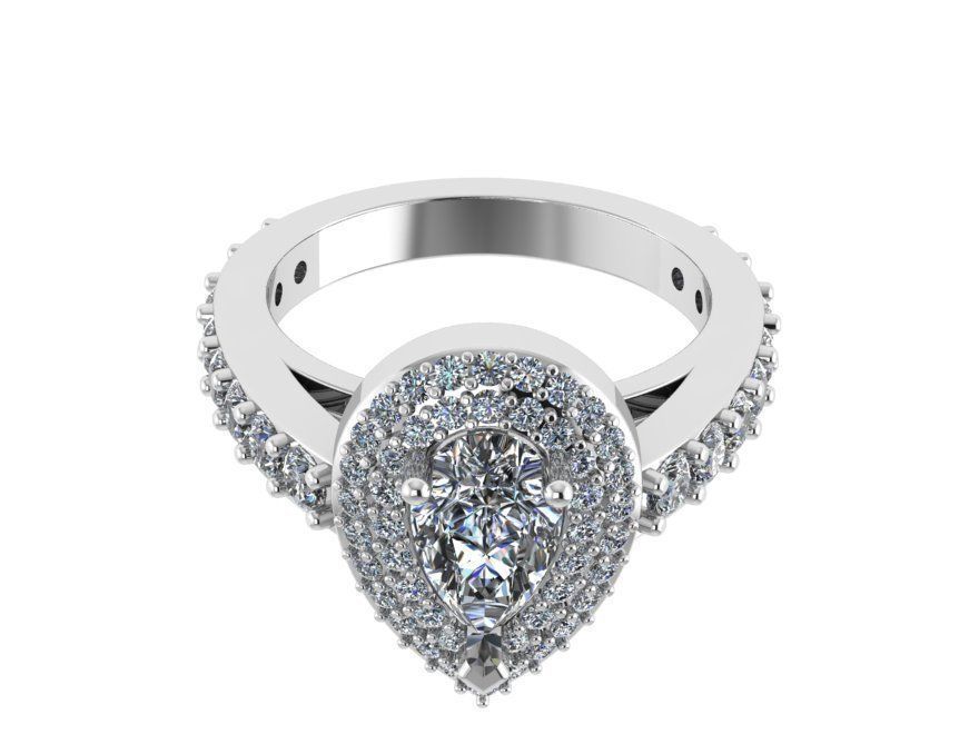 Pear Double Halo Ring 1230 3D print model_2