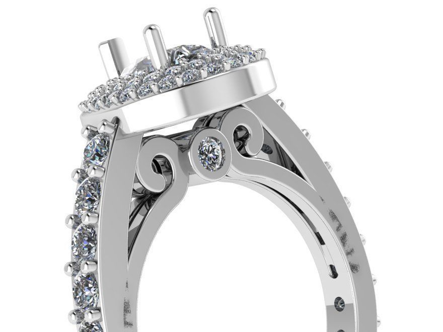 Pear Double Halo Ring 1230 3D print model_3