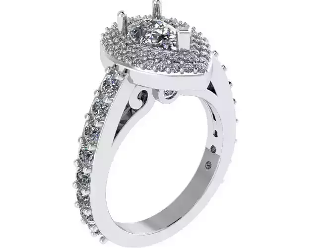 Pear Double Halo Ring 1230