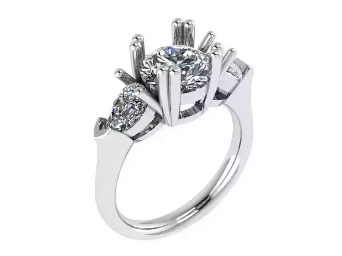 3-Stone Basket Setting Diamond Ring 1232