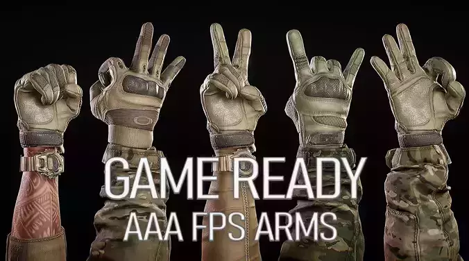 AAA MODULAR FPS ARMS PACK Low-poly 3D model