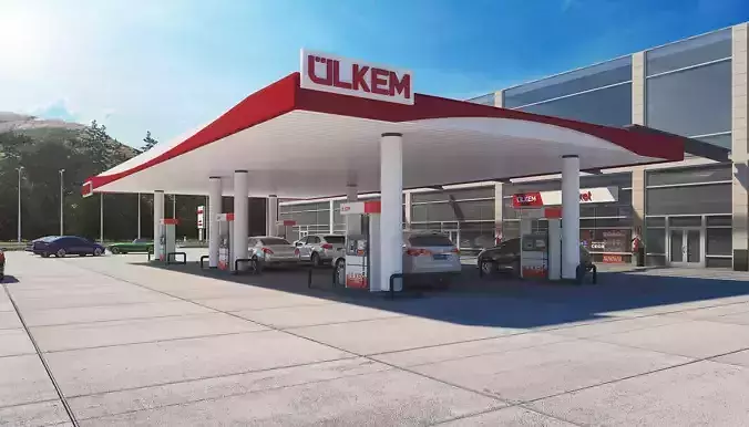Realistic Gas Station 3D Model