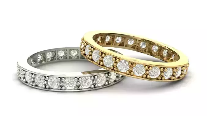 Band Ring with 3 pointer Diamond Stones 