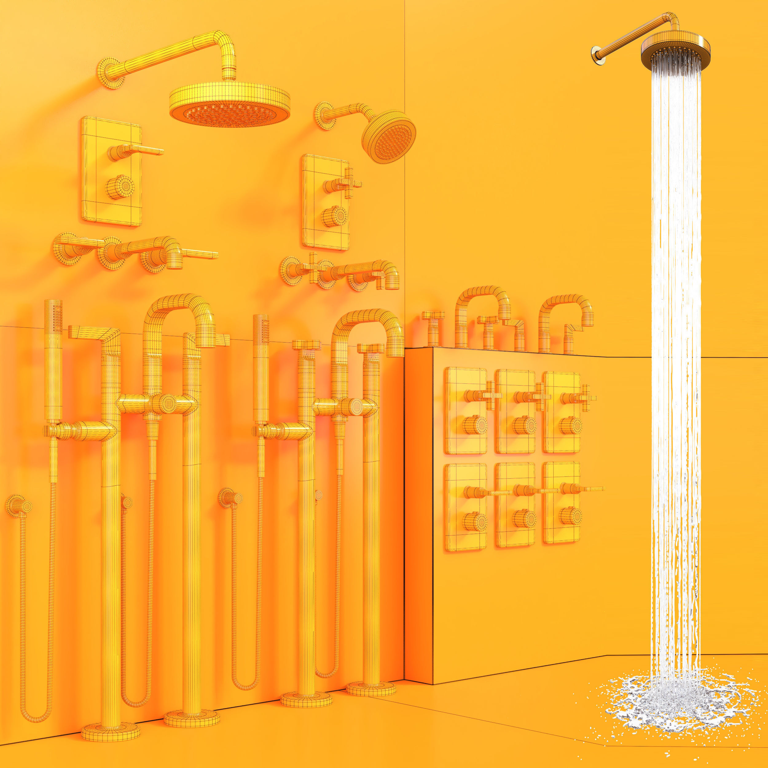 gessi inciso faucet set 3D model_11