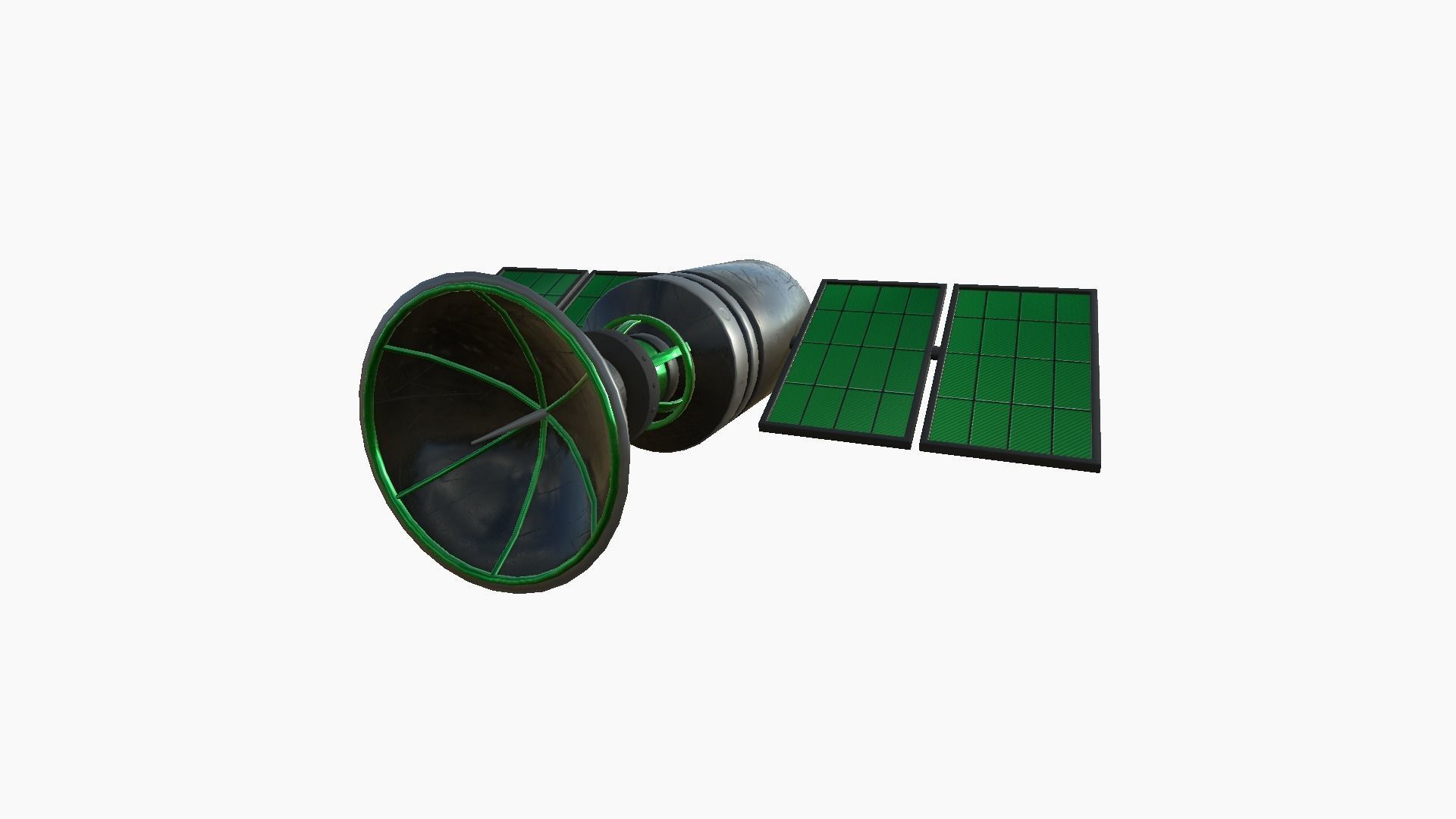 Satellite D01 Black Green - SciFi Space Design Low-poly 3D model_3