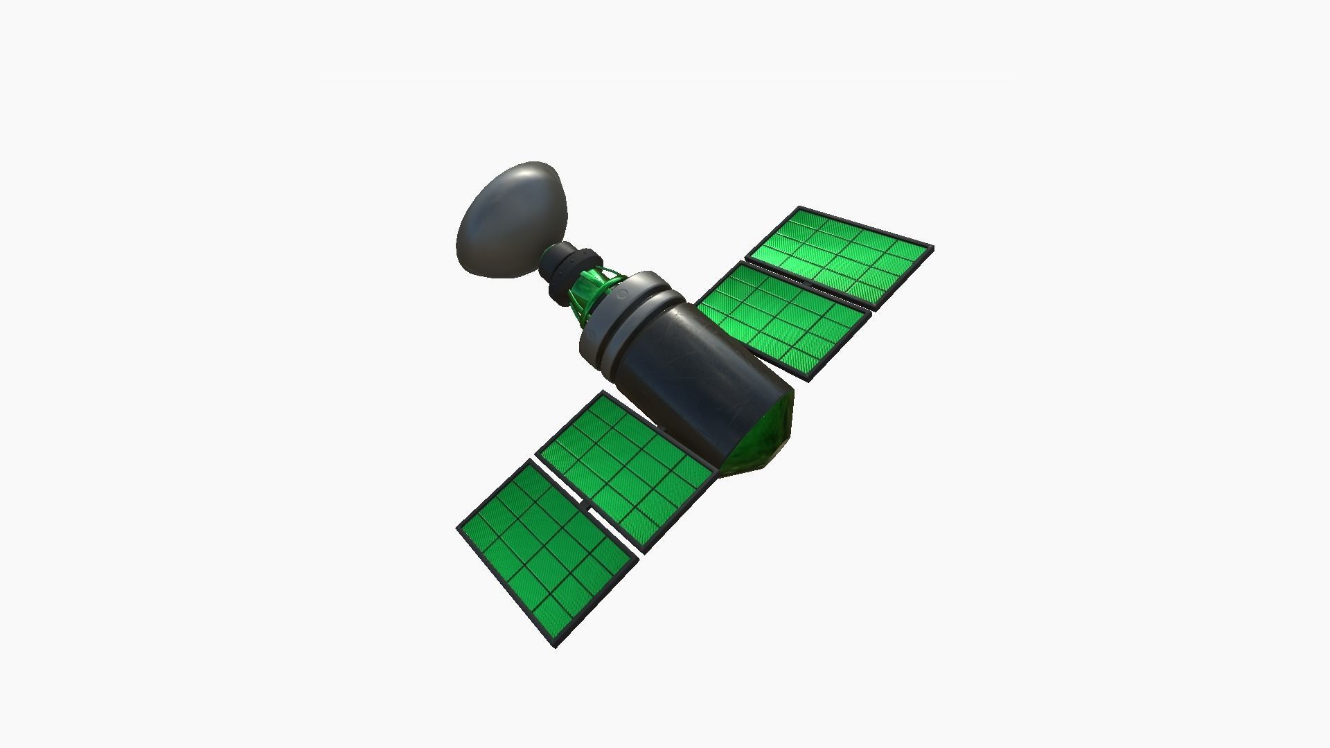 Satellite D01 Black Green - SciFi Space Design Low-poly 3D model_2
