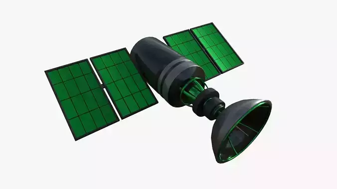 Satellite D01 Black Green - SciFi Space Design Low-poly 3D model