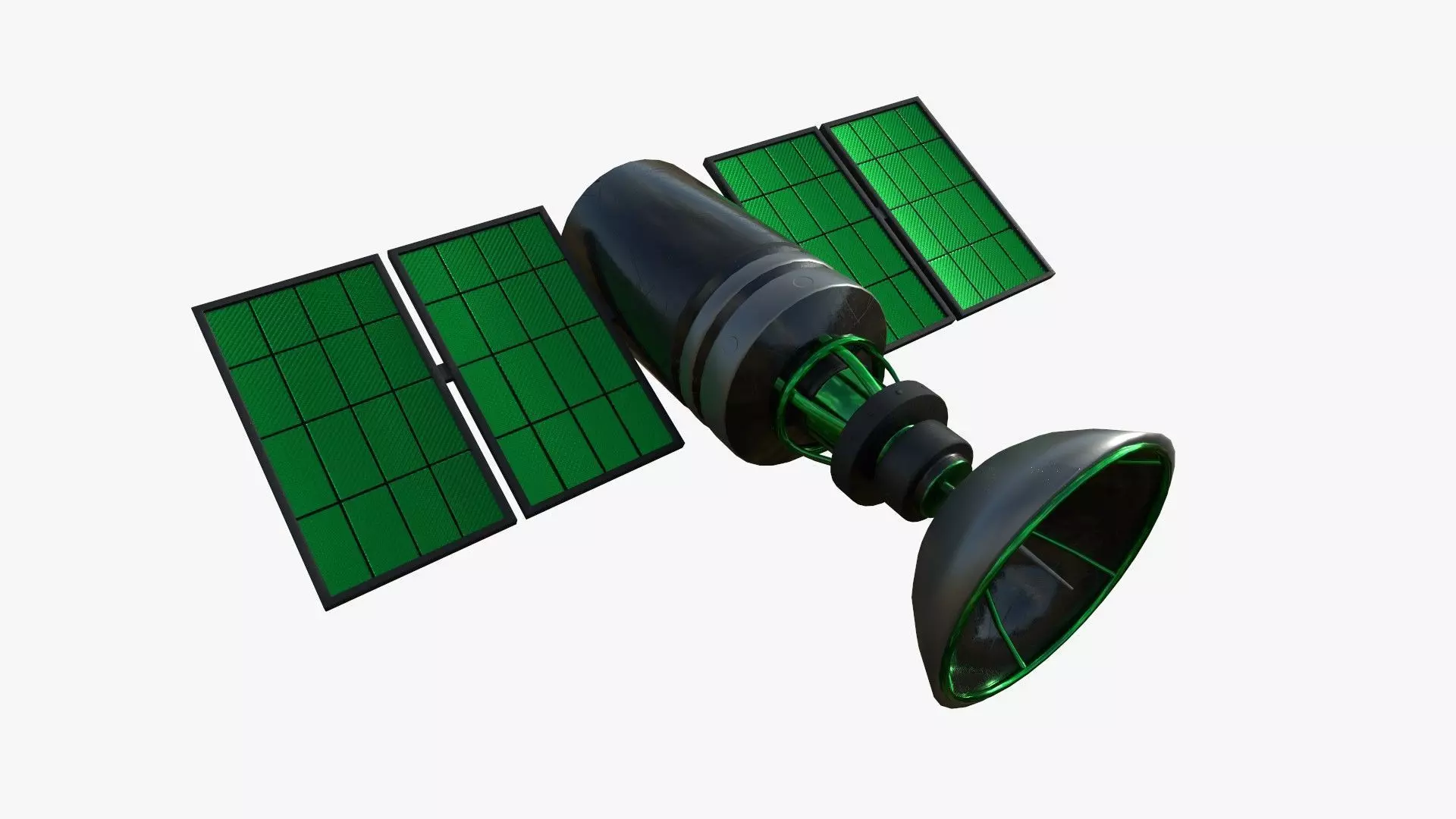 Satellite D01 Black Green - SciFi Space Design Low-poly 3D model_0