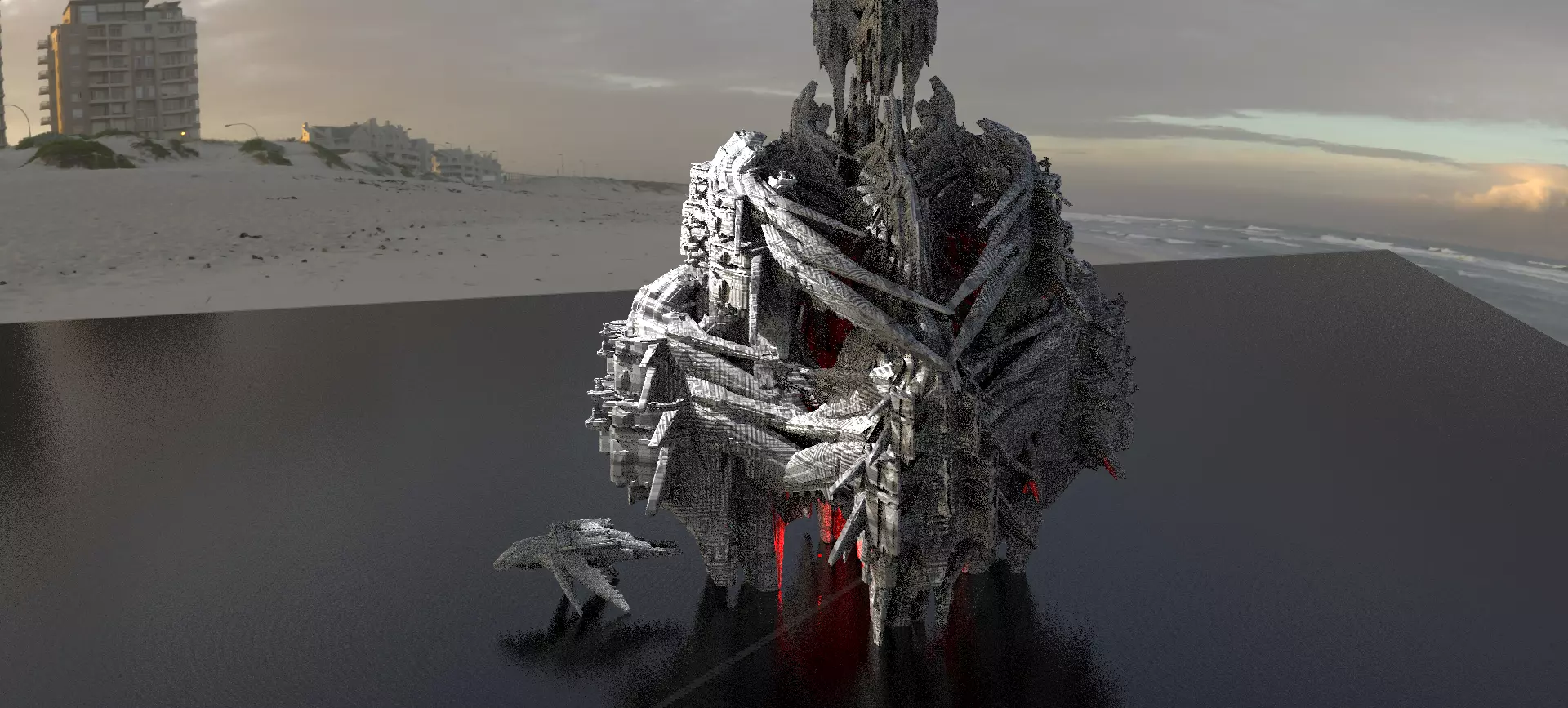 Sci-Fi Insectoid ship Towers Kit bash 1 3D model