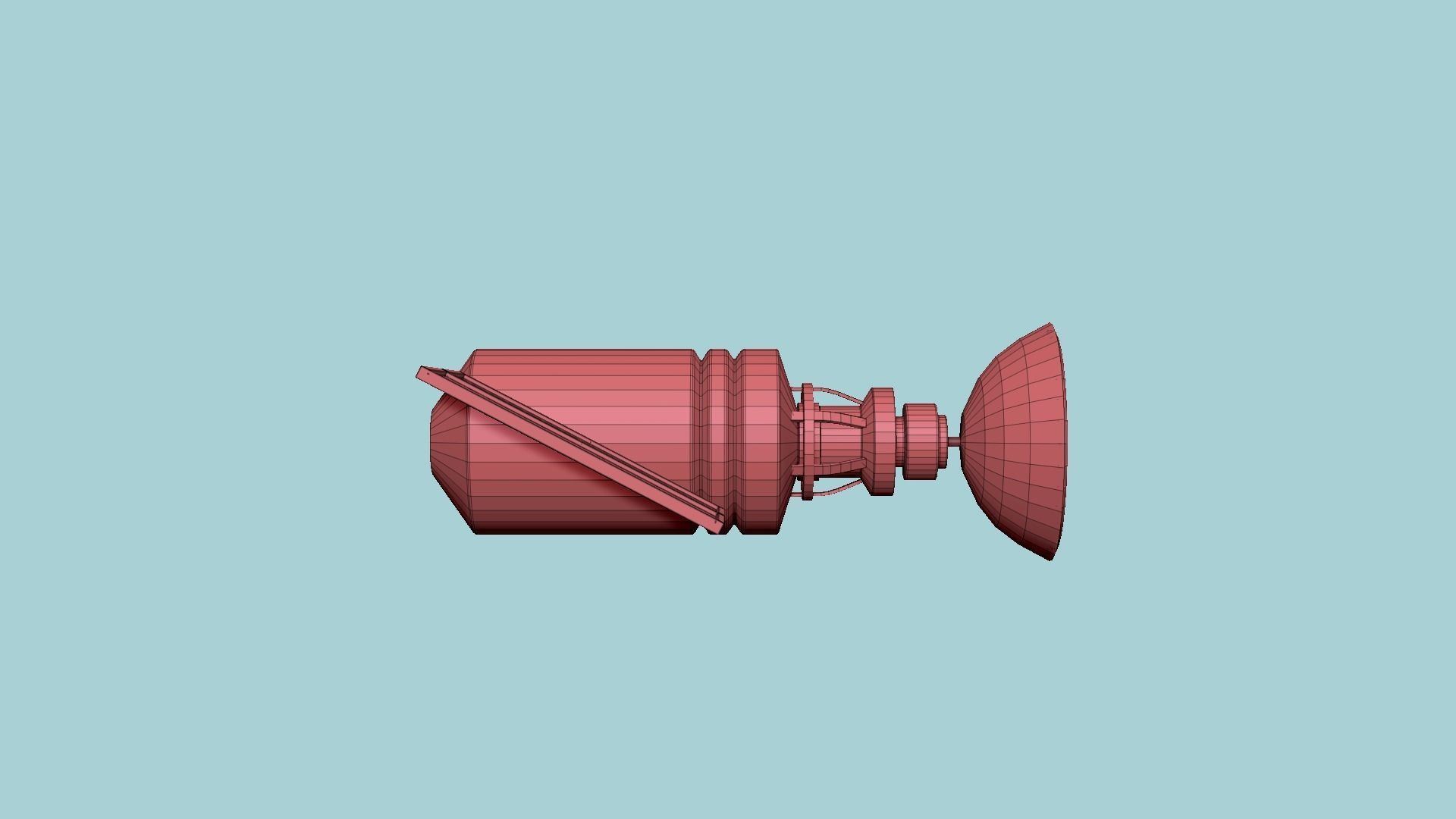 Satellite D02 Gold - SciFi Space Design Low-poly 3D model_13