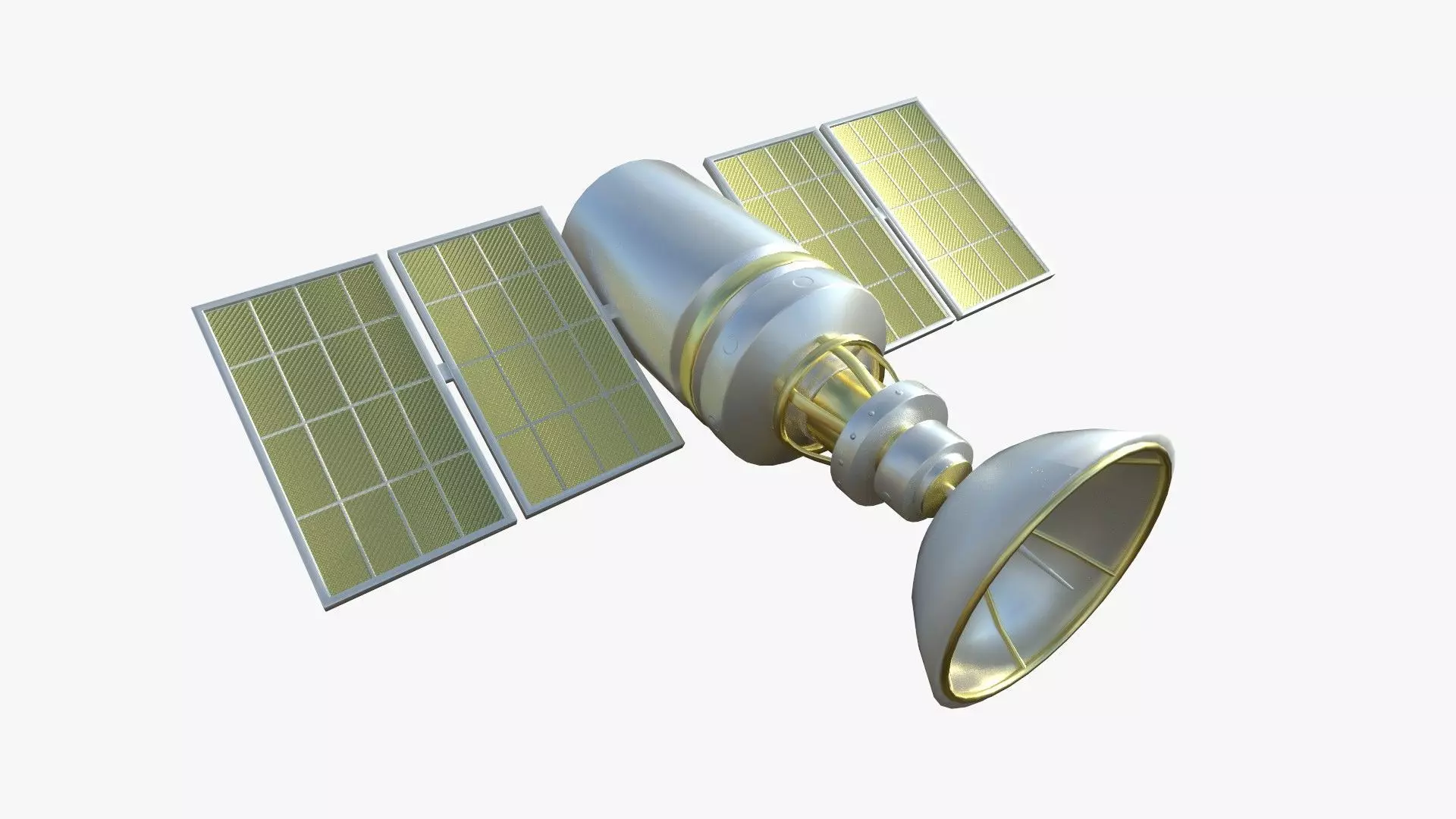Satellite D02 Gold - SciFi Space Design Low-poly 3D model_0