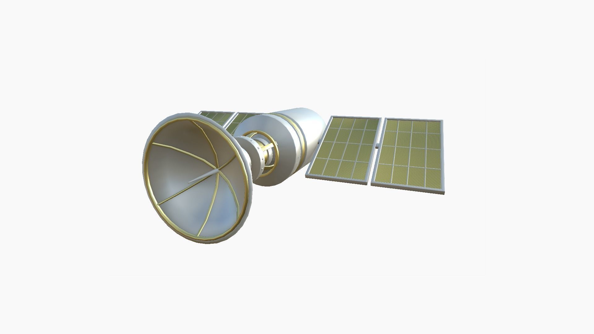 Satellite D02 Gold - SciFi Space Design Low-poly 3D model_3