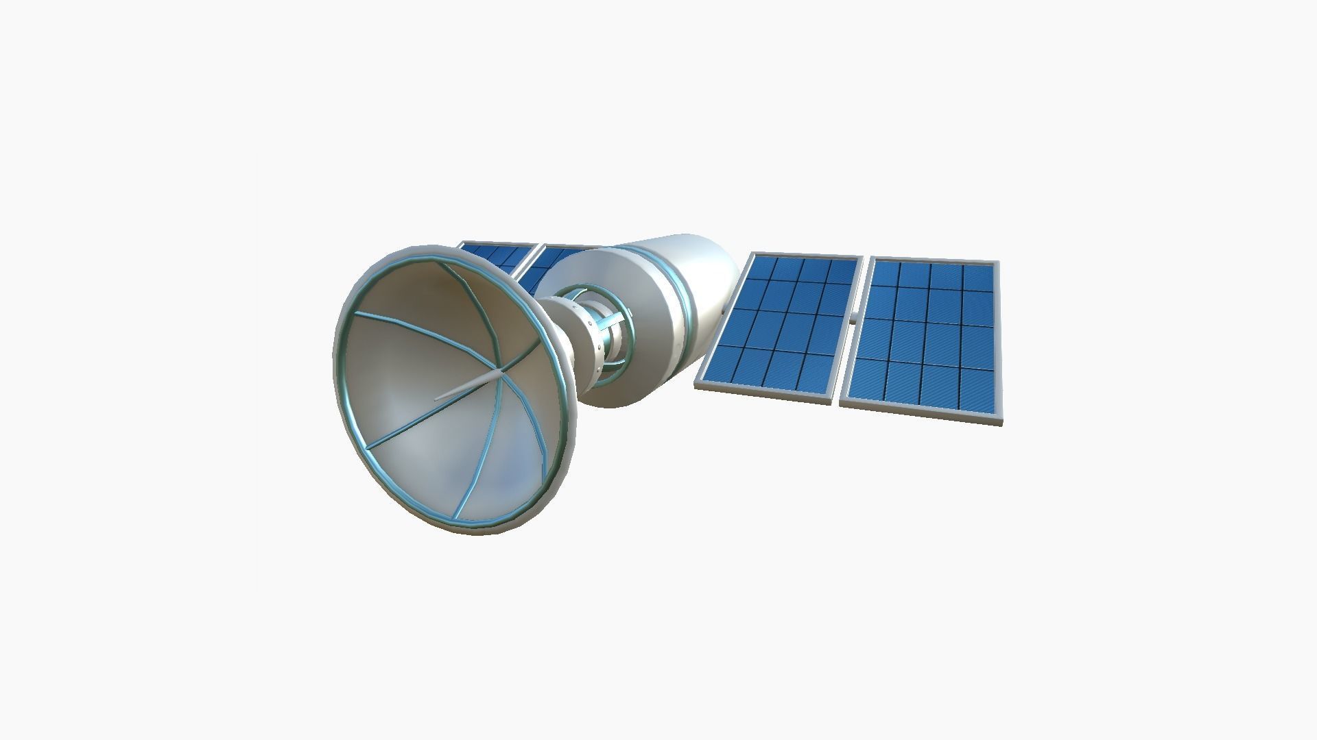 Satellite D03 White Blue - SciFi Space Design Low-poly 3D model_3