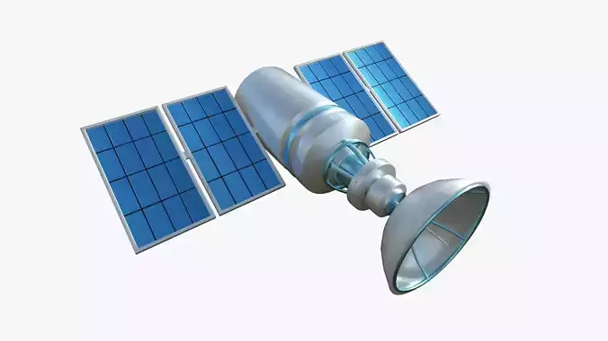 Satellite D03 White Blue - SciFi Space Design Low-poly 3D model