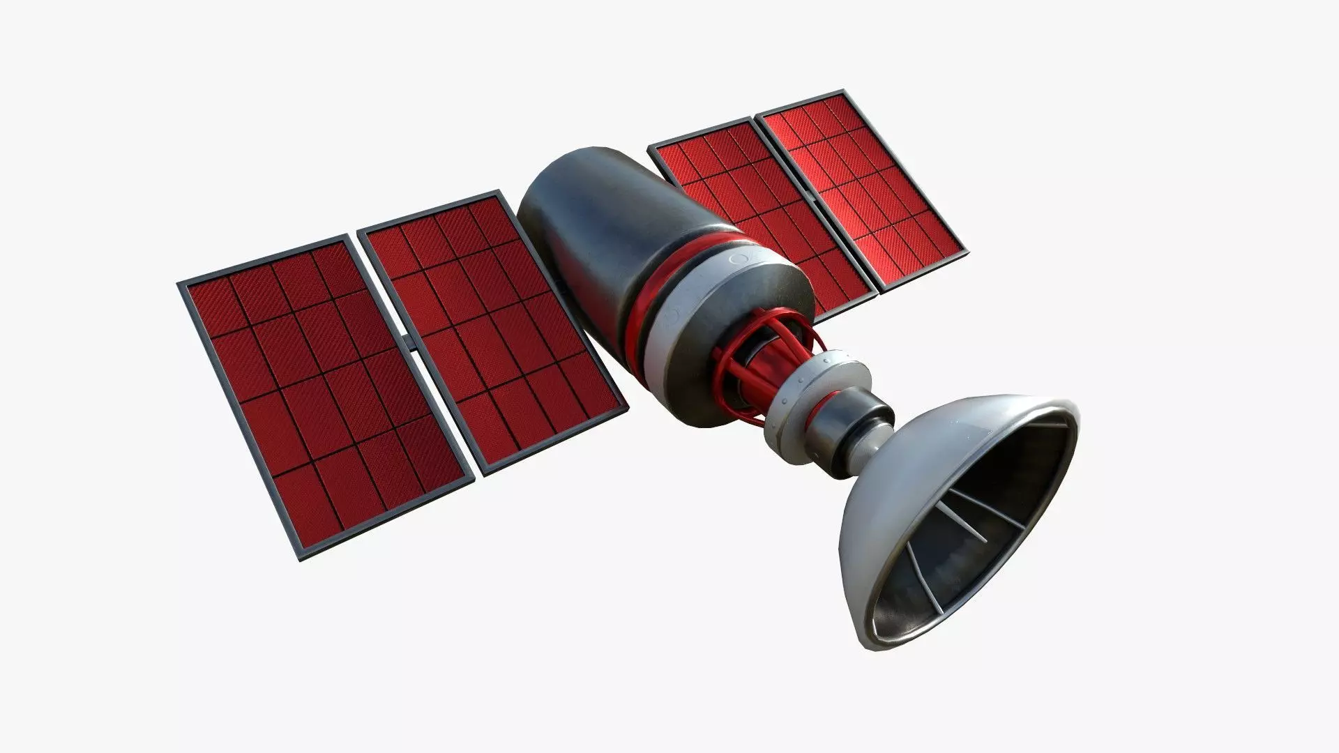 Satellite D04 Steel Red - SciFi Space Design Low-poly 3D model_0