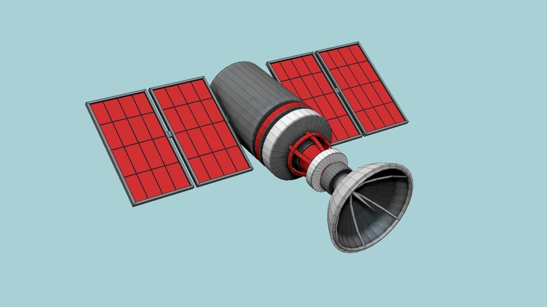 Satellite D04 Steel Red - SciFi Space Design Low-poly 3D model_6