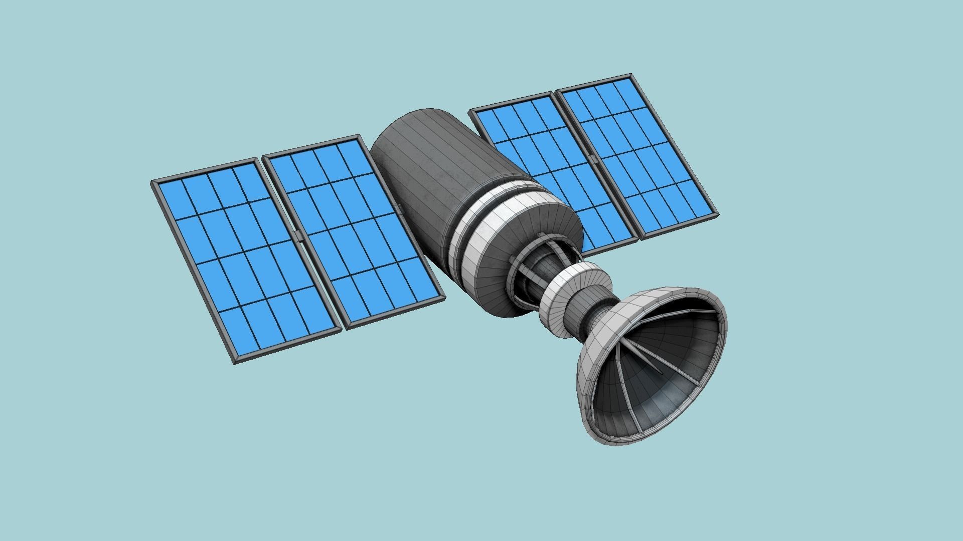 Satellite D05 Steel Blue - SciFi Space Design Low-poly 3D model_6