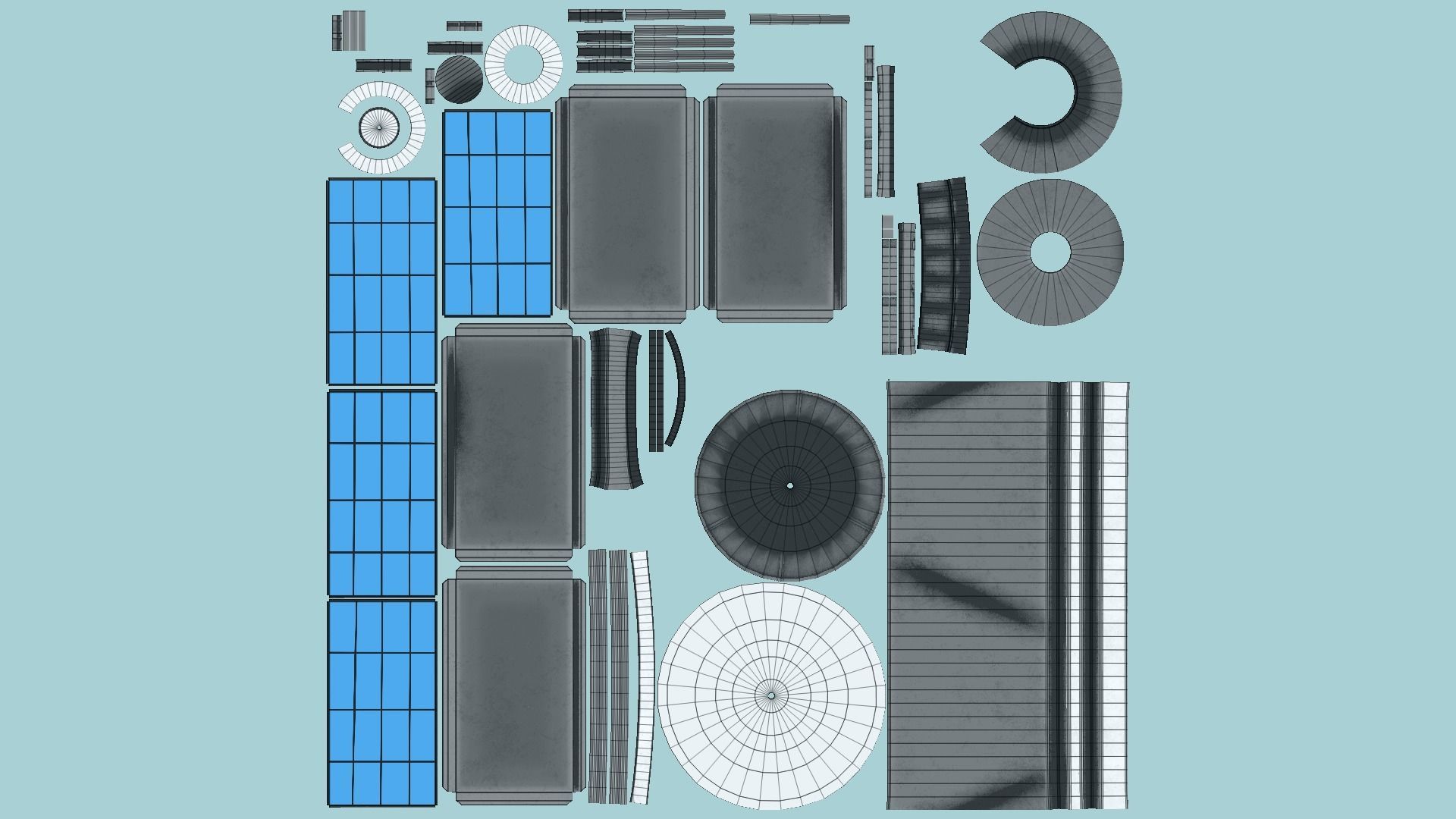 Satellite D05 Steel Blue - SciFi Space Design Low-poly 3D model_5