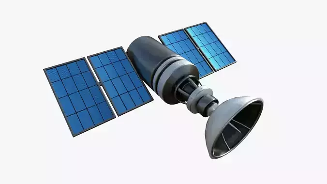 Satellite D05 Steel Blue - SciFi Space Design Low-poly 3D model