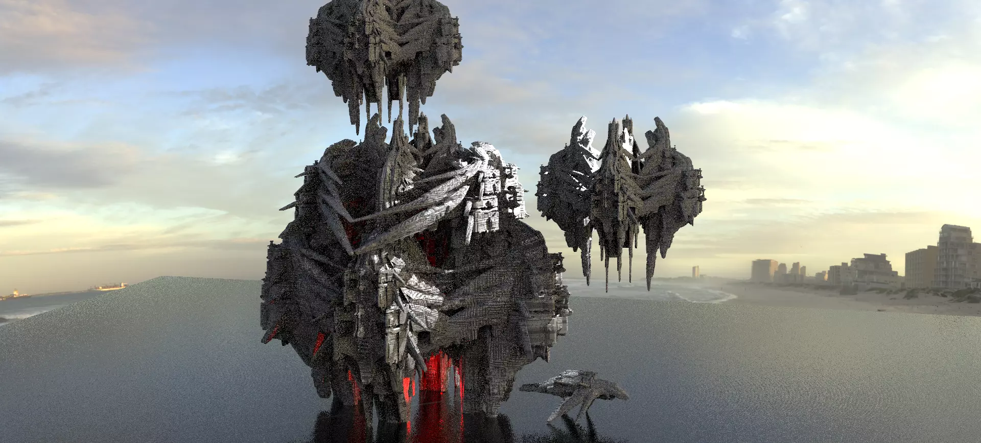 Sci-Fi Insectoid ship Towers Kit bash 2 3D model