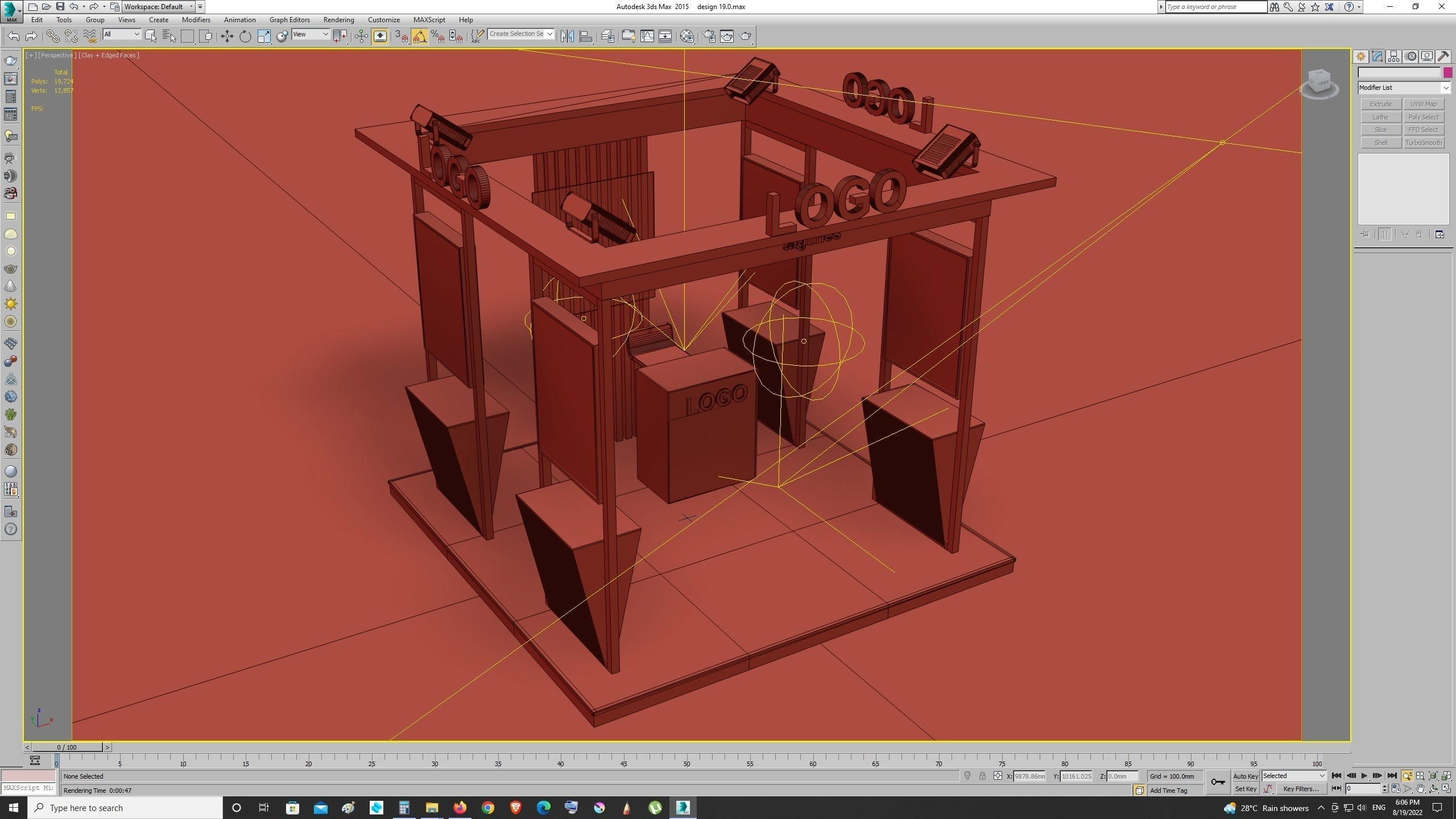 Exhibition Stand Display Kiosk  3 meter x 3 meter 3D model_5