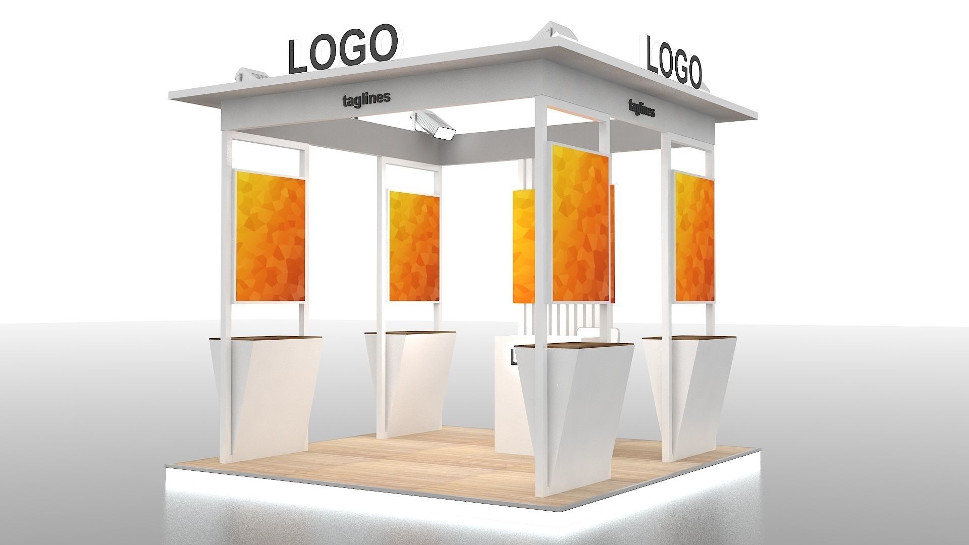 Exhibition Stand Display Kiosk  3 meter x 3 meter 3D model_2