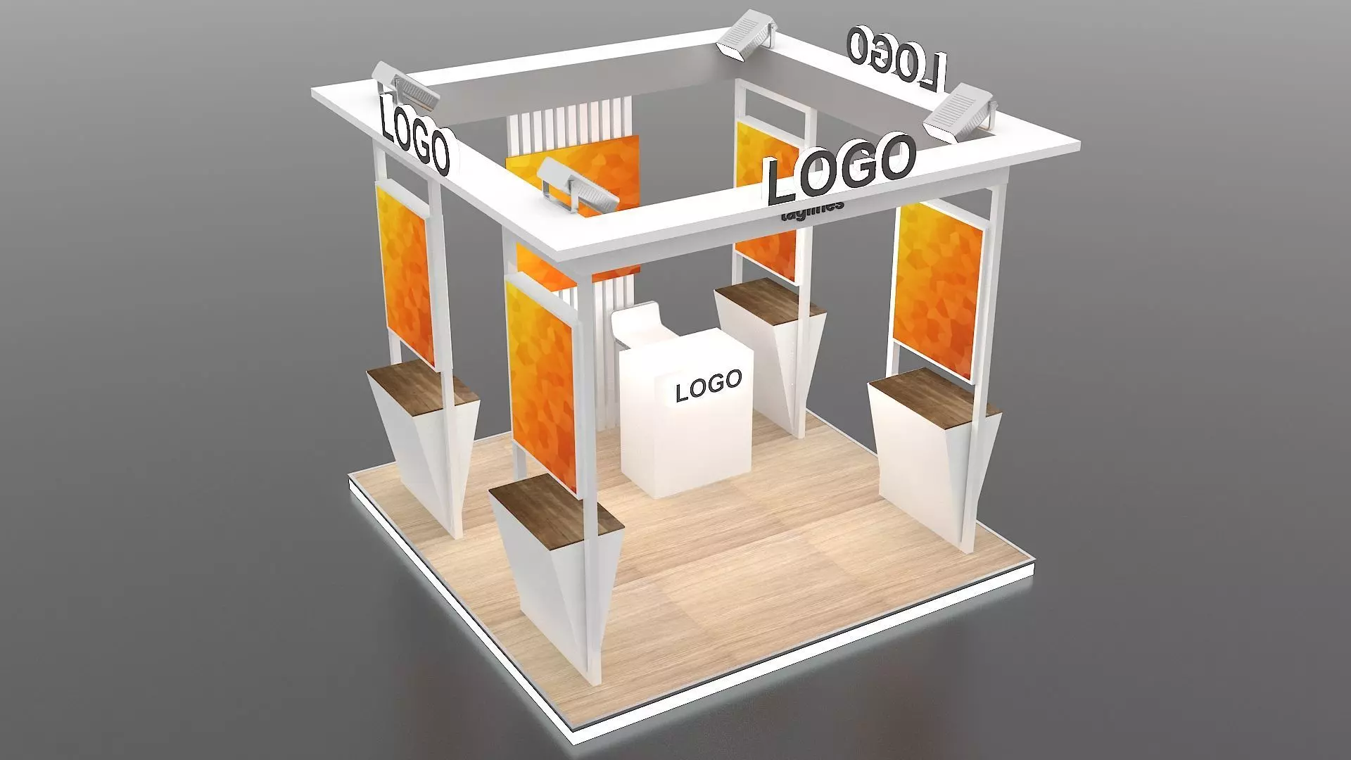 Exhibition Stand Display Kiosk  3 meter x 3 meter 3D model_0