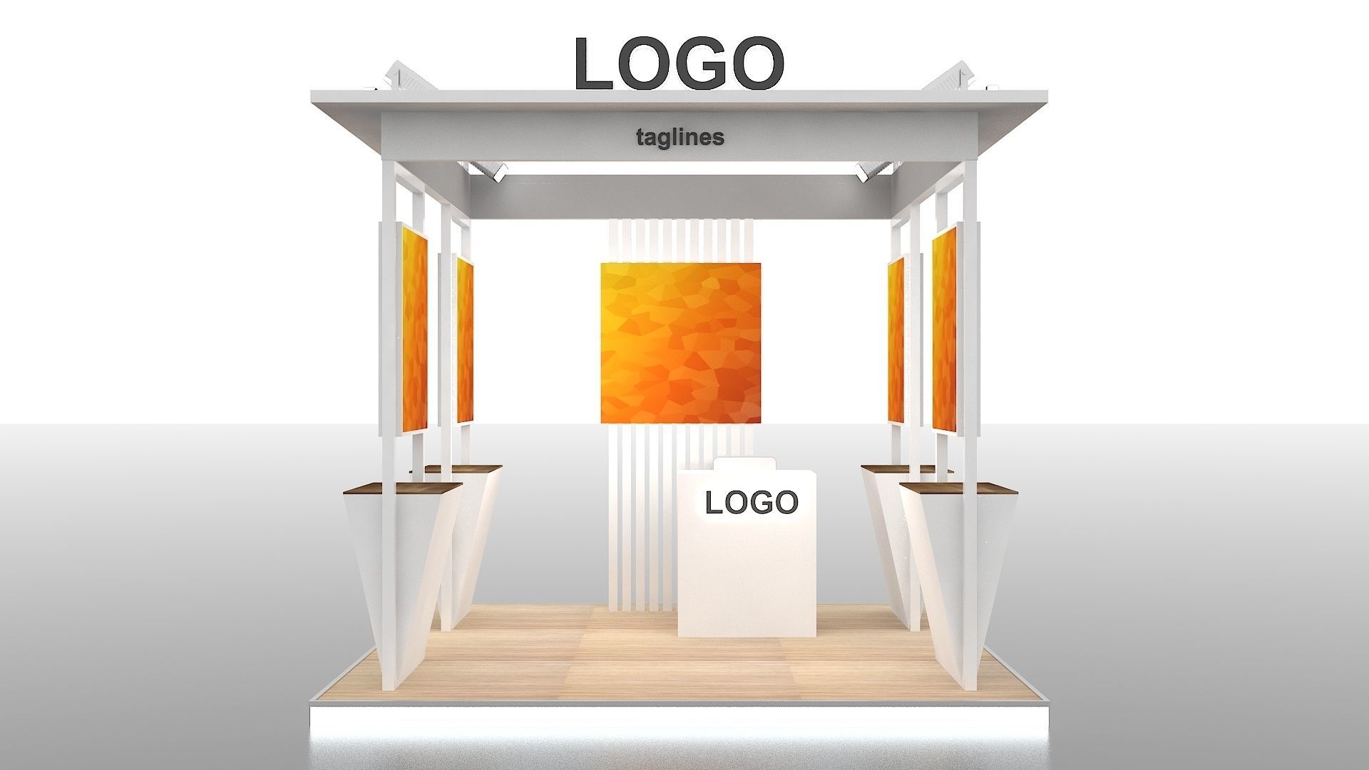 Exhibition Stand Display Kiosk  3 meter x 3 meter 3D model_1
