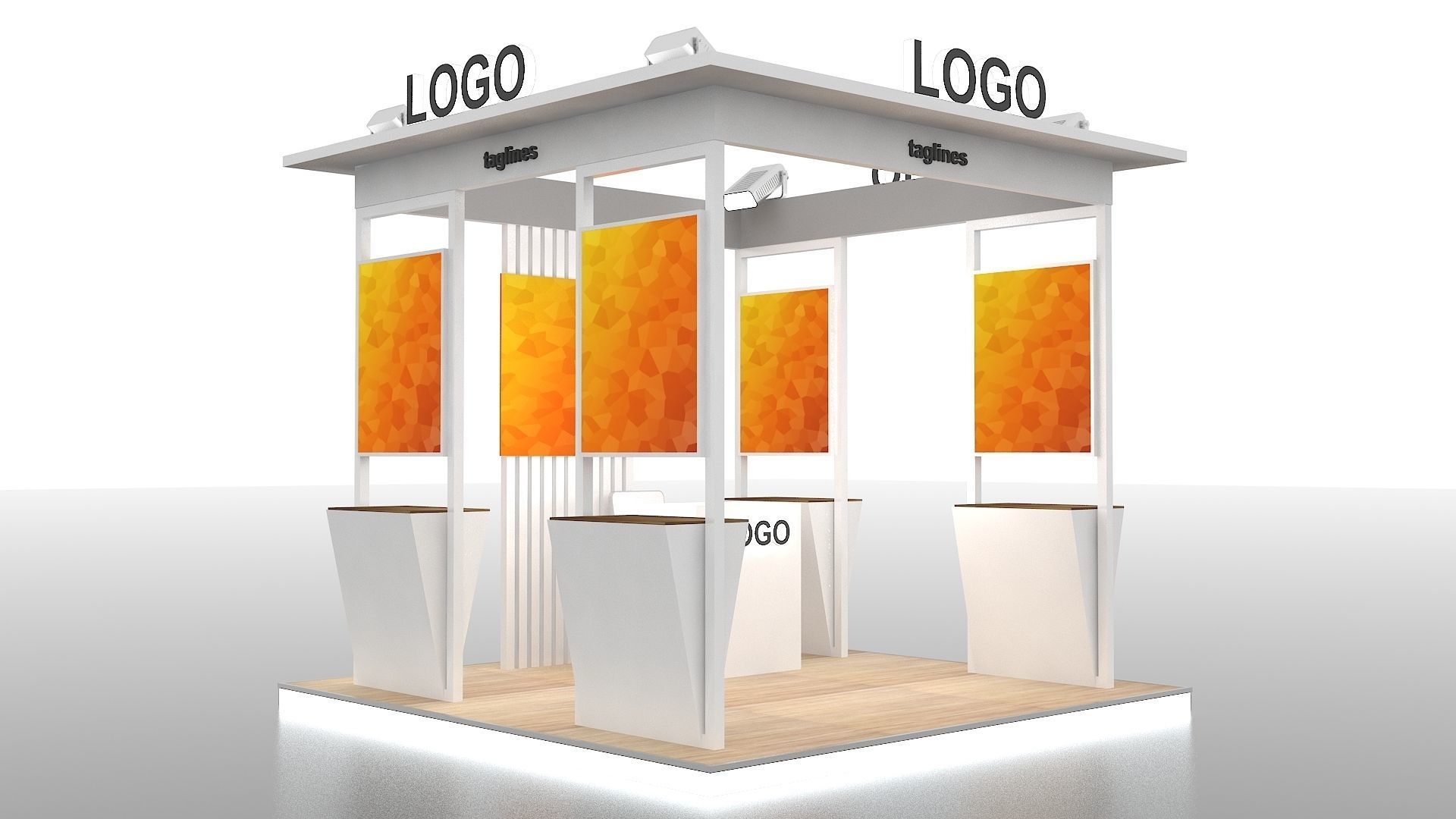 Exhibition Stand Display Kiosk  3 meter x 3 meter 3D model_3