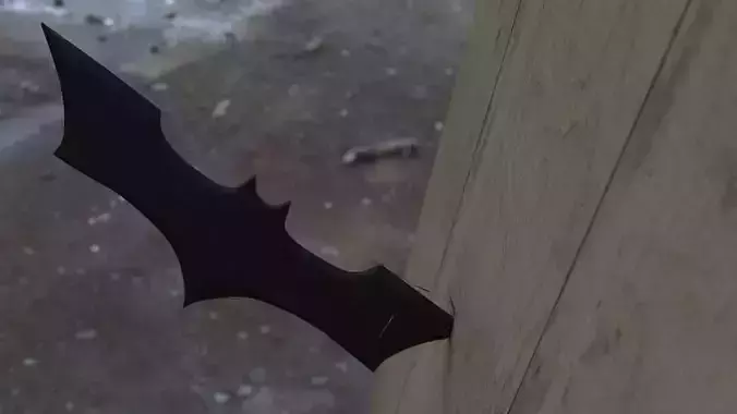Batarang stuck In a wall Free 3D model