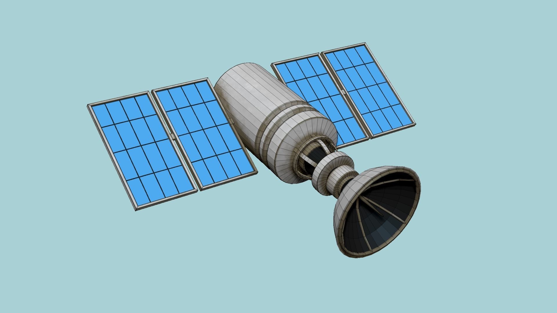 Satellite D07 Dirt Blue - SciFi Space Design Low-poly 3D model_6
