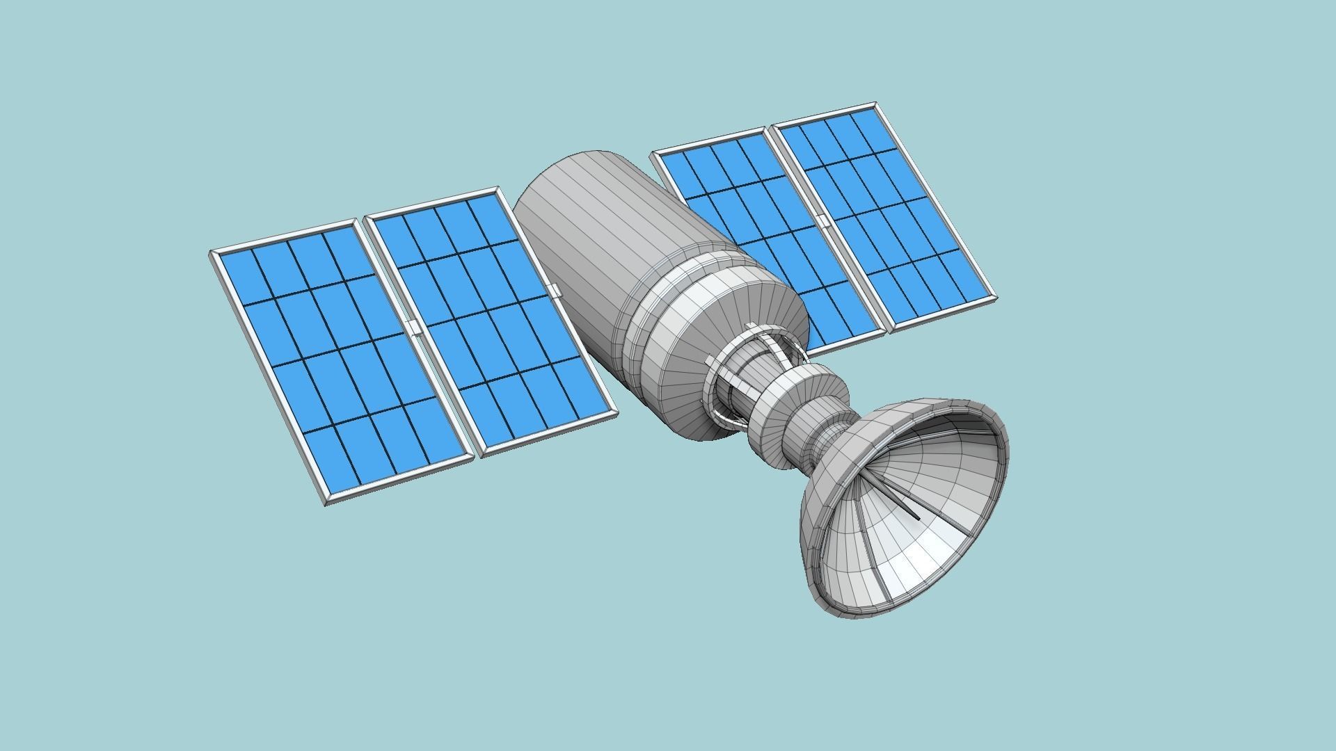 Satellite D08 Aluminum - SciFi Space Design Low-poly 3D model_5