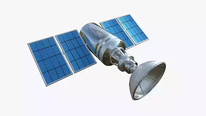 Satellite D08 Aluminum - SciFi Space Design Low-poly 3D model