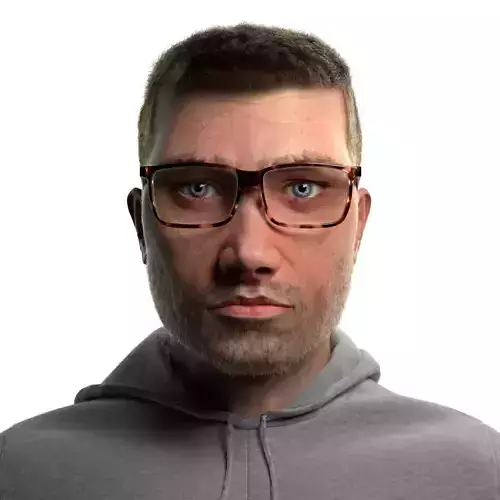 Realistic Human Face Model Low-poly 3D model