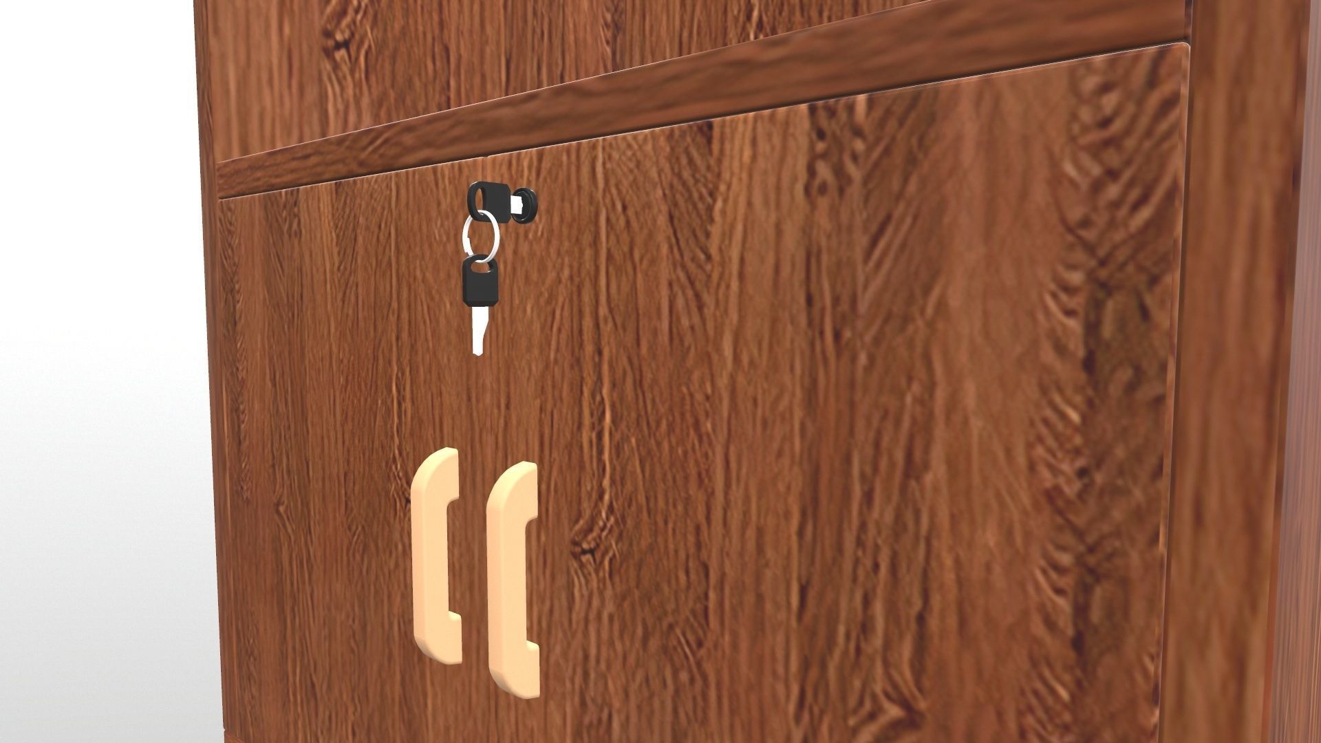 Cabinet wooden on wheels 3D model_11