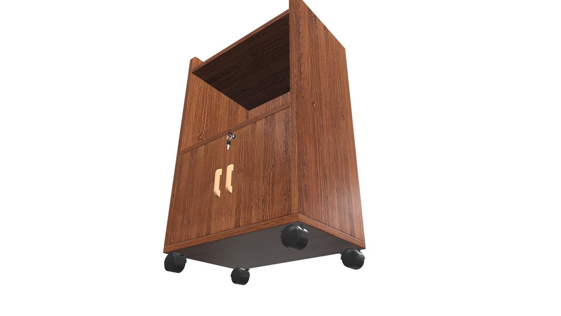 Cabinet wooden on wheels 3D model_10
