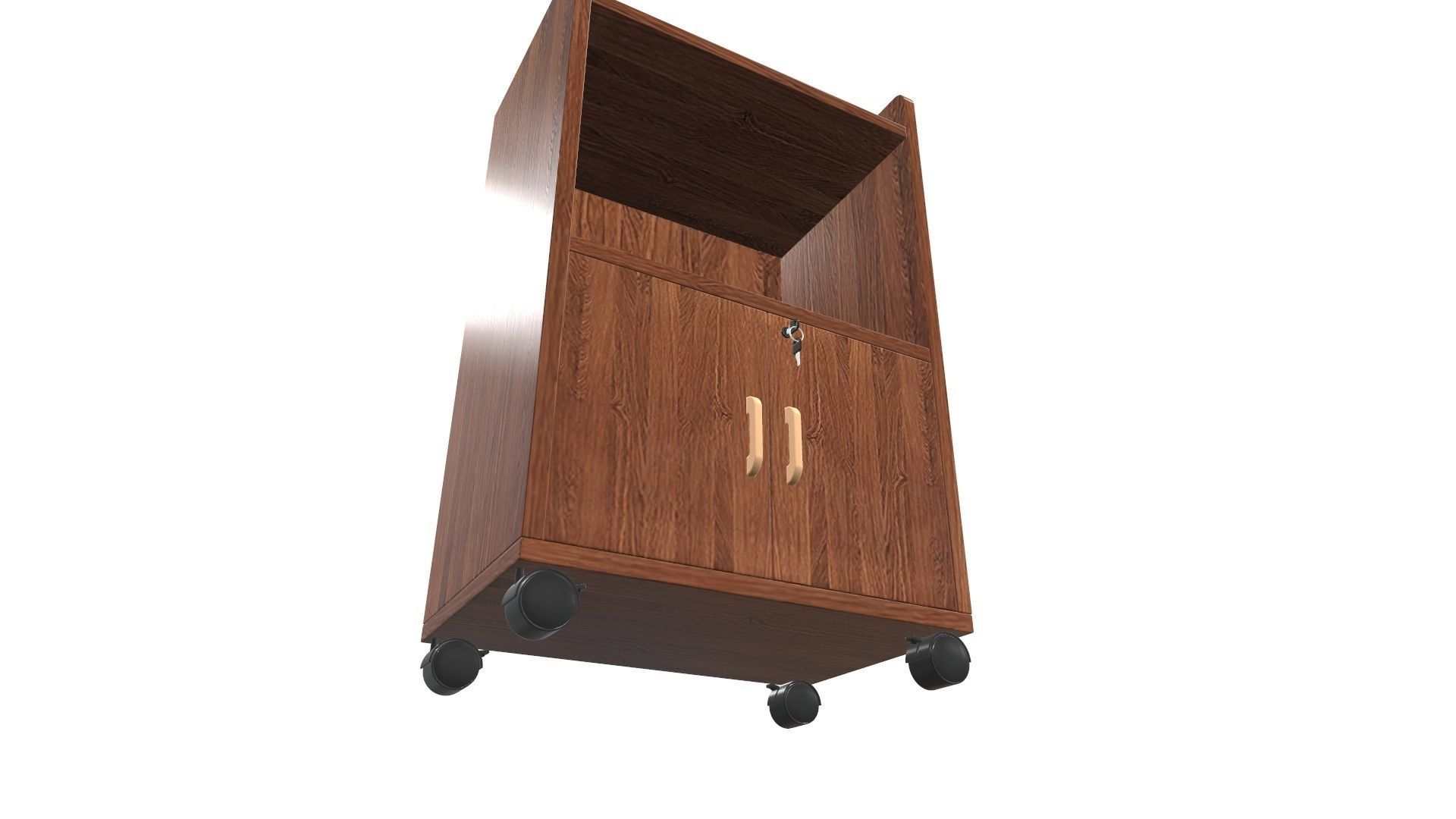 Cabinet wooden on wheels 3D model_9