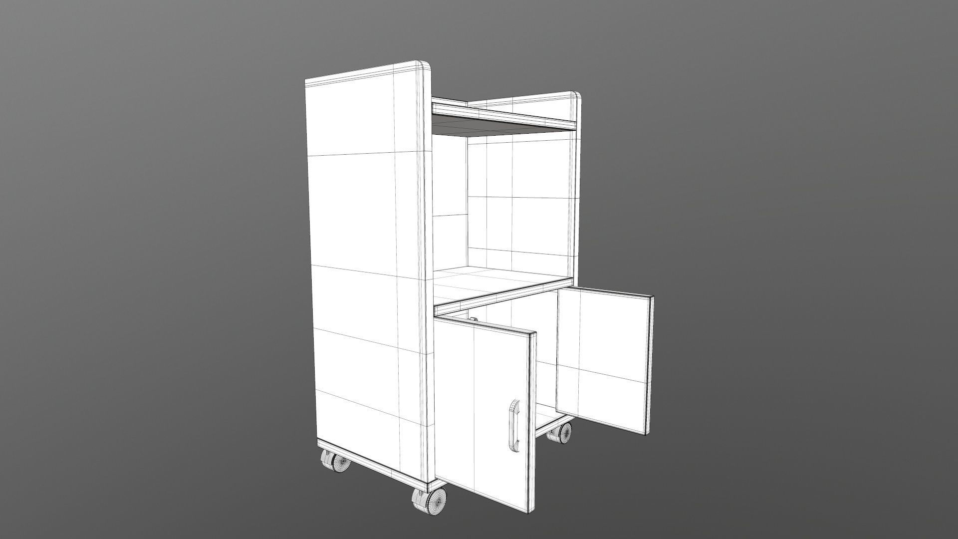 Cabinet wooden on wheels 3D model_15