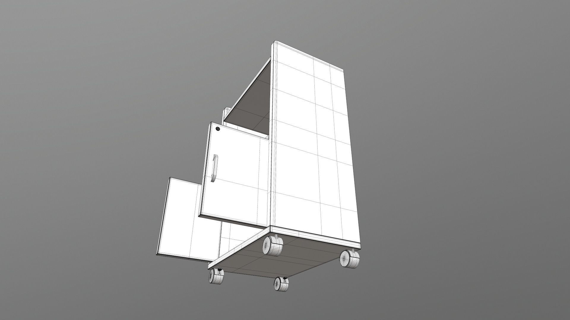 Cabinet wooden on wheels 3D model_18