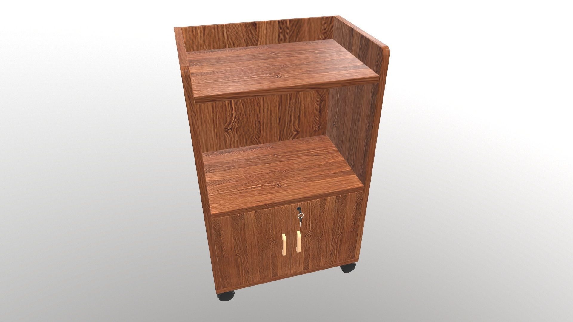 Cabinet wooden on wheels 3D model_7
