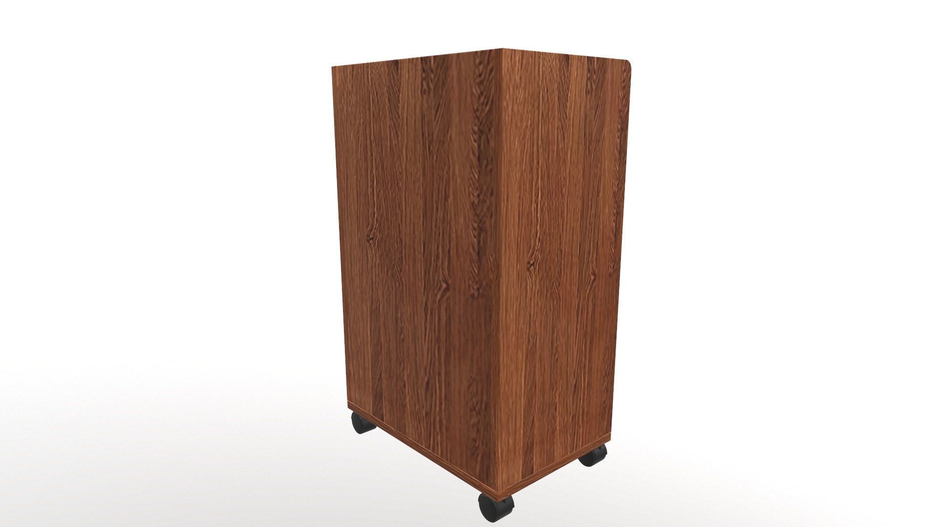 Cabinet wooden on wheels 3D model_3