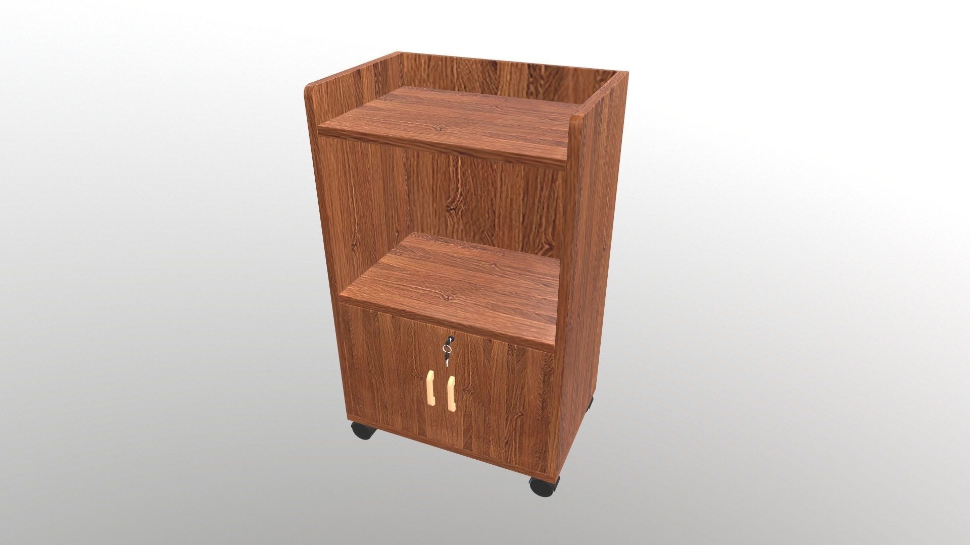 Cabinet wooden on wheels 3D model_6